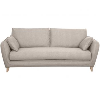 Sofá cama 3 plazas nórdico de tela beige natural con colchón de 10 cm CREEP