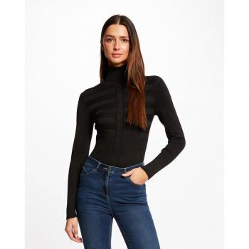 Suéter de Cuello Alto Morgan 202-MENTOSA Negro Ajustado para Mujer