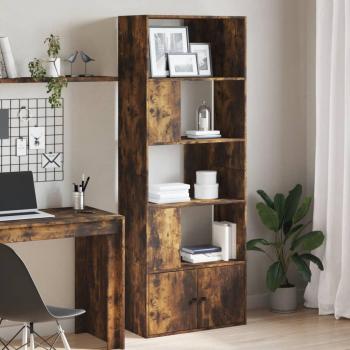 Estantería de madera de ingeniería 70x36x189 cm en colores Blanco, Negro y Roble Sonoma - Mueble de Almacenaje para Oficina, Estudio y Dormitorio