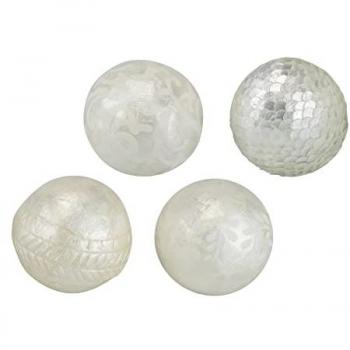 Set de 4 Bolas Decorativas de Capiz en Colores Surtidos - 10x10x10 cm