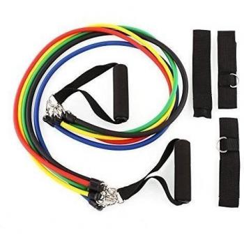 Amzdeal Bandas de resistencia 5pcs Ligas elásticas de resistencia, Ejercicio de fitness, Hechas al 100 % de látex natural puro