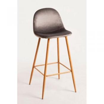 Taburete de Cocina Teok en Terciopelo Gris