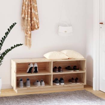Armario zapatero de madera maciza de pino 110x34x45 cm
