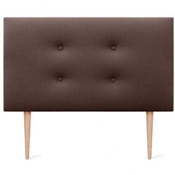Cabecero Tapizado de Polipiel Chocolate Aqualine con 2 Hileras de Botones y Patas (105x105cm)