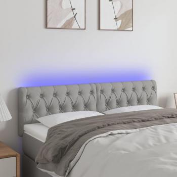 Cabecero LED de Tela Gris Claro 144x7x78/88 cm