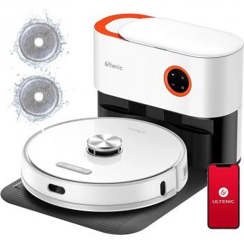 Ultenic T10 Pro - Aspirador Robot con Estación de Autoesvaciado, Succión 4000Pa, Doble Fregona Giratoria, Saco de Pó de 3,3L y Navegación