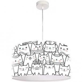 Lámpara colgante con motivo de gato, Ø 40 cm, plástico