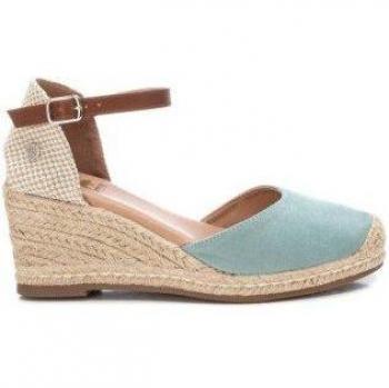 Sandalias de Cuña Xti Turquesa con Hebilla y Cuña de Yute de 7 Cm para Mujer