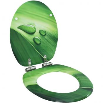 Asiento WC tapa de cierre suave MDF verde diseño gotas de agua
