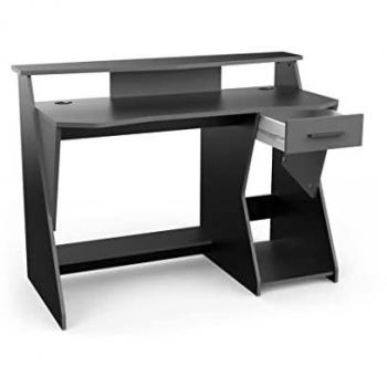 Mesa Gamer Befara con Cajón y Estante Speel, Gris/Negro, 123 x 59,8 x 90,2 cm, incluye Reposapiés