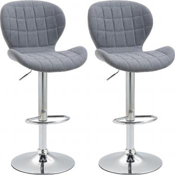 HOMCOM Juego de 2 Taburetes de Bar Modernos con Altura Ajustable y Reposapiés - Gris