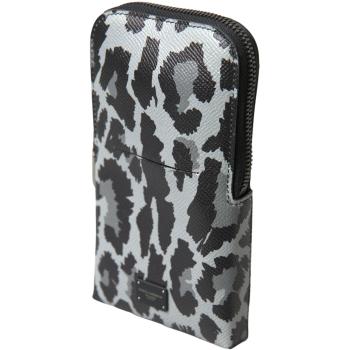 Dolce & Gabbana Gray Leopard Leather Men Purse Crossbody Sling Phone Bag