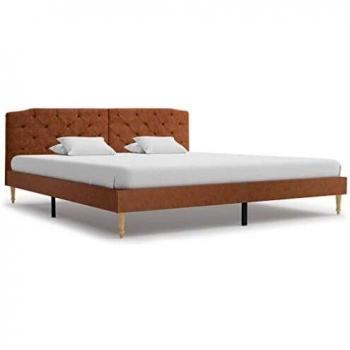 vidaXL Cama con Colchón Tela Marrón 180x200cm Tapizada Mobiliario Decoración Casa Hogar Somier Diseño Discreto Elegante Estructura Robusta Duradera