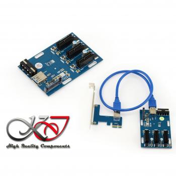 Kalea Informatique – Riser replicador PCI Express 1 X a 3 puertos 1 x – con placa rapportee