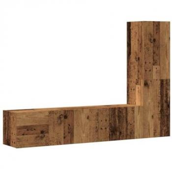 Muebles de TV de pared 3 piezas madera vieja y madera compuesta