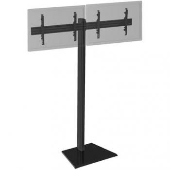 Soporte de Suelo Modular para 2 Televisores de 50-55, Altura 240 cm, Color Negro - KIMEX