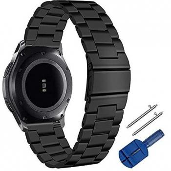Coholl Correa Compatible con Huawei Watch GT 2/Huawei 46mm Sport/Classic/Active/Elite,Pulsera de Acero Inoxidable Correas Ajustables Reemplazo muñeca para Reloj,Metal-Negro