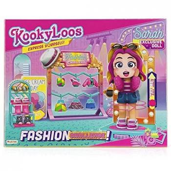 KOOKYLOOS Fashion Challenge – Vestidor con espejo giratorio con más de 15 accesorios y muñeca exclusiva con 3 expresiones divertidas. Incluye accesorios de moda, zapatos, vestidos y juguetes