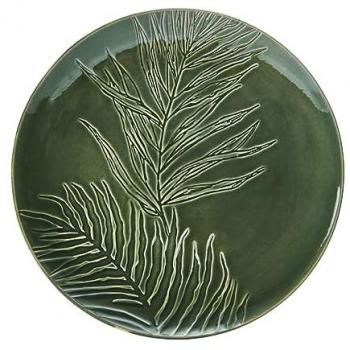 Plato Redondo de Gres Verde para Servir Alimentos Mikasa Jardin, 35.5 cm, Apto para Lavavajillas y en Caja de Regalo