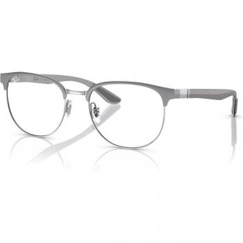 Ray-Ban RX8422 Asian Fit 3125 Men's Eyeglasses Silver Size 52 - Geometric Gray Frame with Blue Light Blocking Available