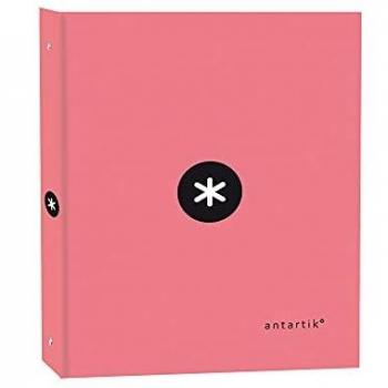Carpeta liderpapel antartik a4 forrada 4 anillas 25 mm redondas color coral