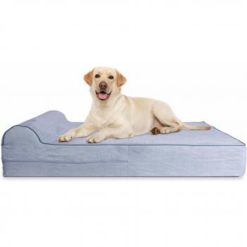 KOPEKS Orthopedic Memory Foam Dog Bed With Pillow and Waterproof Liner & Anti-Slip Bottom