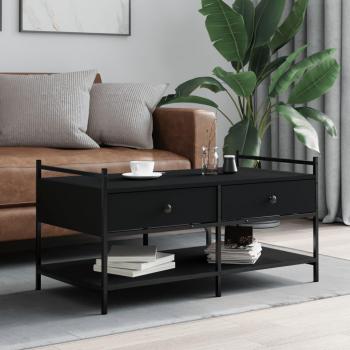 Mesa de centro de madera de ingeniería 99x50x50 cm en color negro, roble sonoma y roble ahumado, ideal para salón o comedor, multifuncional como mesa auxiliar o mesa de café