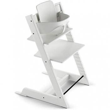 Conjunto de Bebé Tripp Trapp en Blanco de Stokke con Bandeja Gris Tormenta