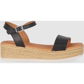 Sandalias de mujer Chika10 ST Carly 5437 de piel con cuña, color negro, con cierre de hebilla al tobillo