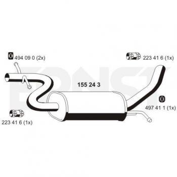 Silenciador Intermedio ERNST 155243 para Volkswagen Golf 5 y Audi A3 Sportback