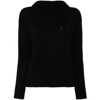 S Max Mara Women's Logo Wool Hoodie in Black | Size XS | 29366103600