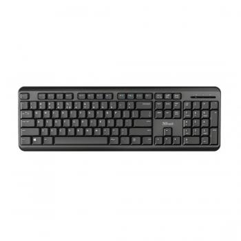 Trust TK-350 Teclado Inalámbrico Silencioso, Resistente a Caídas, con Idioma Español (Layout ES), Color Negro