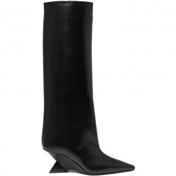 The Attico Women's Cheope Leather Over-Knee Boots in Black, Size 36 (US Size 6), Knee-Length, Pointed Toe