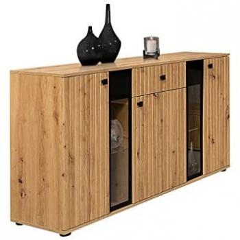 Vitrina Tucson 168 - Mueble con Cajones y Puertas en Roble Artisan, 80x141x41cm