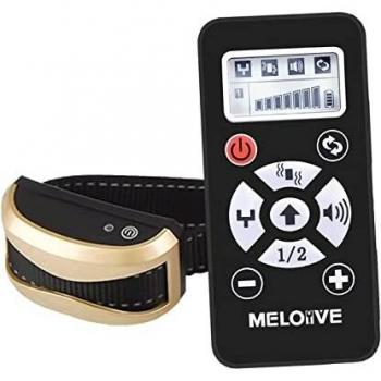 Meloive Collar Recargable Antiladrido Perros con Alcance de 730m, Collar de Adiestramiento con Modos Automático y Manual, 7 Niveles de Vibración, Sonido.