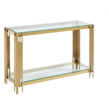 Consola Dorada de Cristal Templado y Acero Inoxidable - NOMELANO de Pascal MORABITO