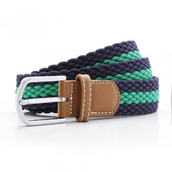 Cinturón elástico trenzado bicolor para hombre (Marino/Verde) - Talla única