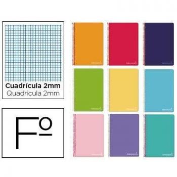 Cuaderno espiral liderpapel folio witty tapa dura 80h 75gr milimetrado 2mm colores surtidos.