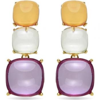Pendientes de Cristal Multicolor acabados en oro amarillo de 18k - Narion