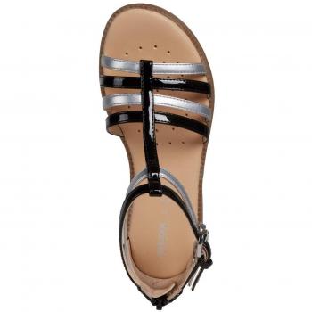Geox J Sandal Karly Girl, Sandalias con Punta Abierta Niños, Negro, 30 EU