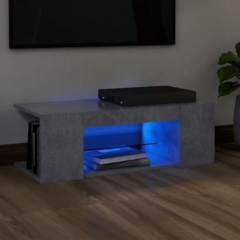 Mueble TV con luces LED Hormigón gris 90x39x30 cm