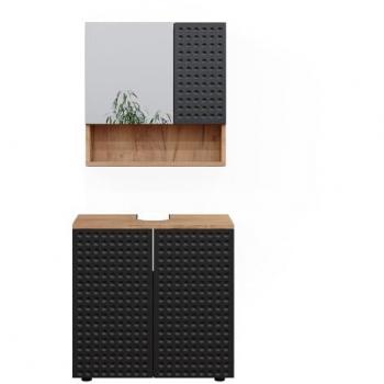 Conjunto de Muebles de Baño Irma, Antracita con Lunares, 2 Piezas, Base 60 cm