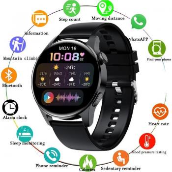 Reloj inteligente LIGE para hombre, smartwatch deportivo resistente al agua con monitoreo de frecuencia cardíaca y función de llamadas, compatible con Android e iOS, correa de silicona negra