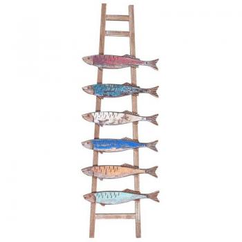 Adorno Pared Peces Escalera Signes Grimalt - Placas De Madera Envejecido Multicolor 2x23x70cm Colección Marinero Y Náutico Decor And Go 22134