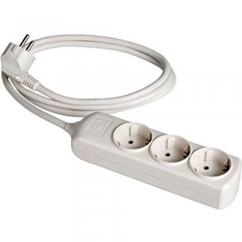 SOLERA 8013 - Regleta/base múltiple de 3 enchufes, 1,5m, color blanco