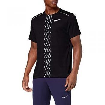 NIKE M Nk Dry Miler SS Edge Gx Po Camiseta de Manga Corta, Hombre, Black/White/