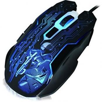 Ratón Gaming USB LogiLink ID0137, Óptico 2400 DPI, Cableado, 6 Botones, Ambidextro, Iluminación RGB, Negro