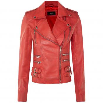 Infinity Leather Women's Vintage Red Biker Jacket UK 22
