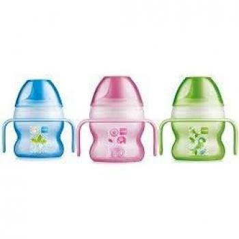 Taza MAM Starter 150 ml con boquilla suave y asas antideslizantes, apta para bebés a partir de 4 meses