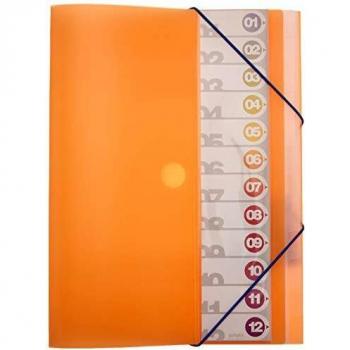 Grafoplás 30111952. Carpeta Clasificadora, Naranja, 12 Posiciones, Polipropileno, Tamaño Folio
